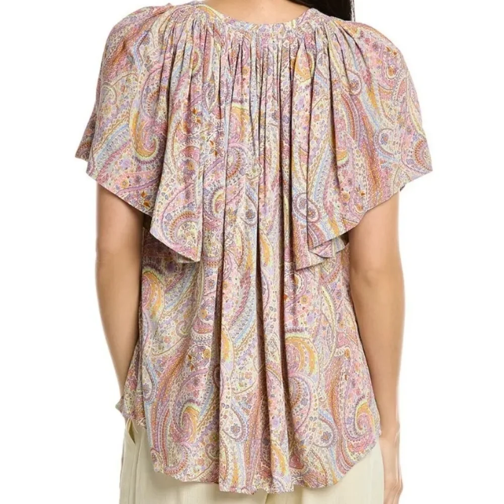 Elie TAHARI Paisley Boho Blouse - Picture 2 of 6